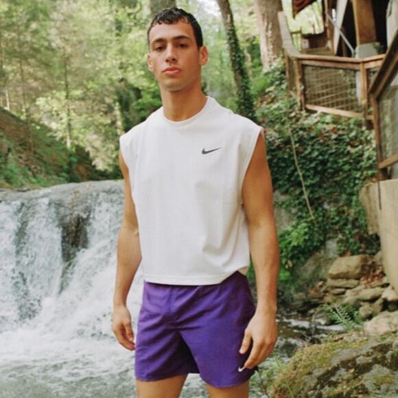 NIKE SWIM Mesh Tank Men's S White Boxy Crop Fit Hydroguard Urban Outfitters - Picture 1 of 6